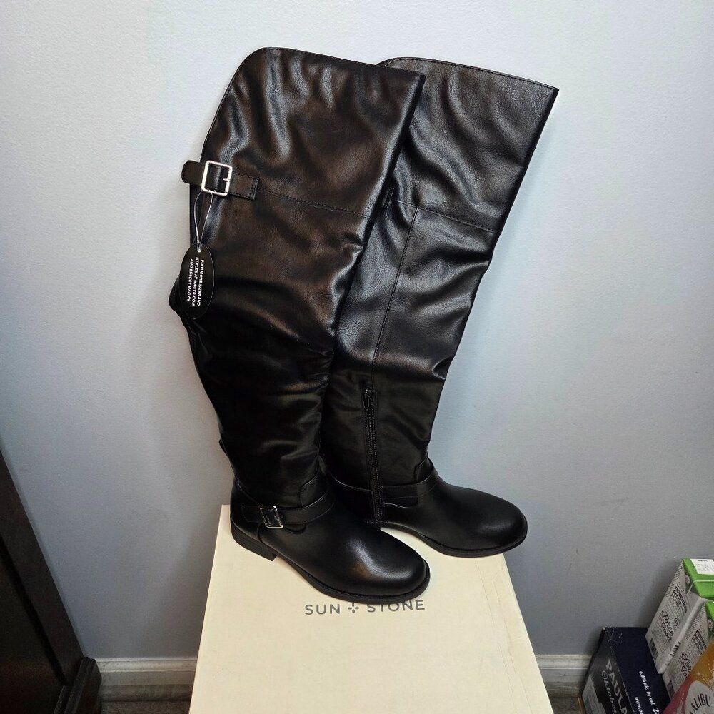 Sun + Stone Anyaa Over-the Knee Boots, Black, Size 5.5